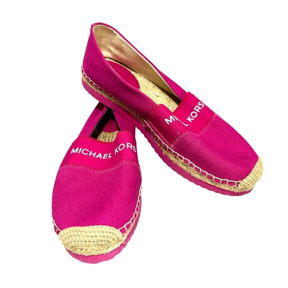 Michael Kors pink canvas espadrilles casual shoes flats US size 9M spell outs